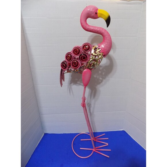 NEW Flamingo Metal Ornate Statue Figurine Sculpture Home Decor Florida Souvenir - Picture 5 of 6